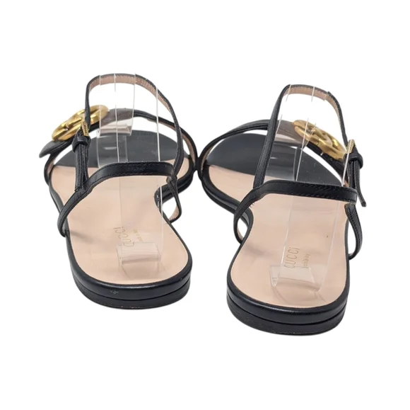 Gucci Marmont GG Double G Black Flat Sandal Size EU 37.5 - Picture 8 of 13